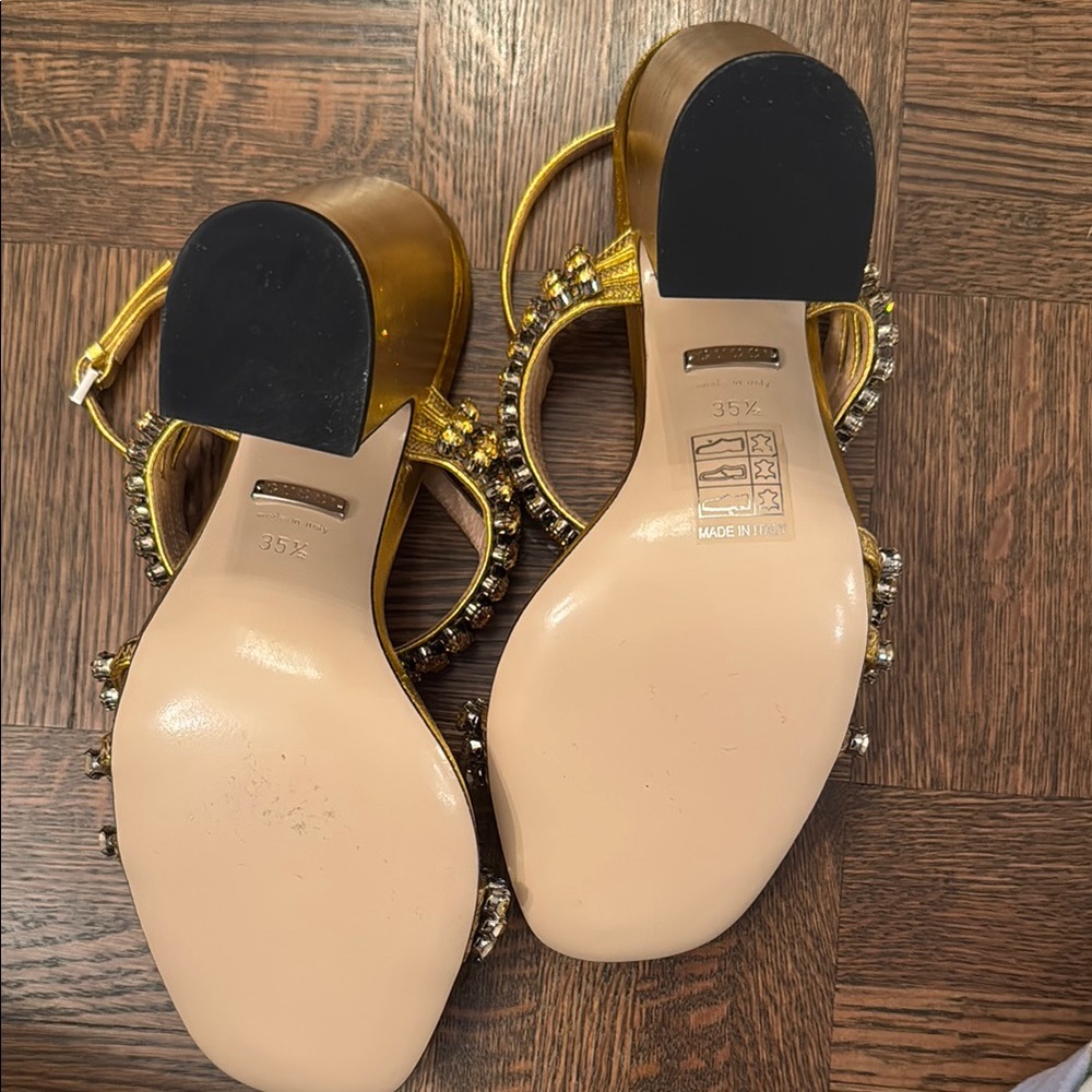 Gucci Sandals Gold metallic crystal size 35.5 brand new with box - Picture 6 of 10